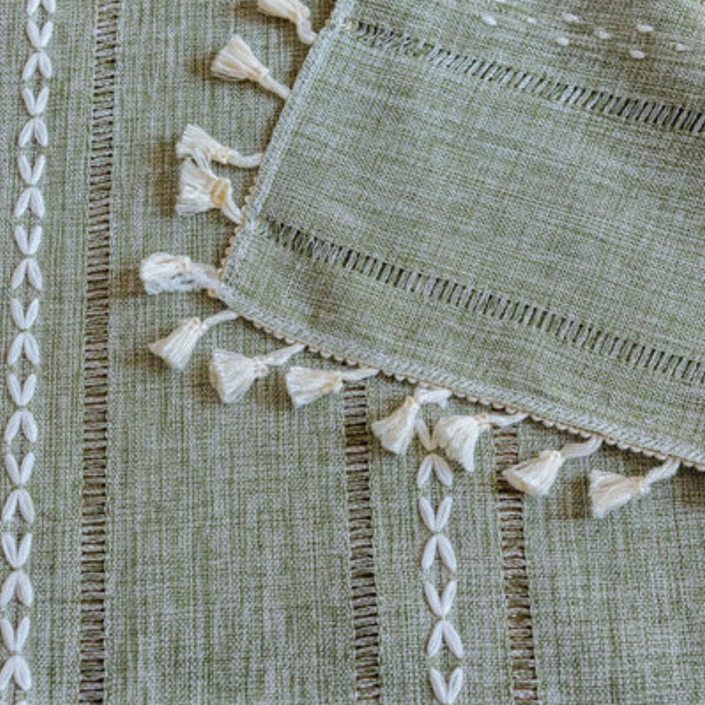 LioraNest - Sage Green Sheer Striped Curtains