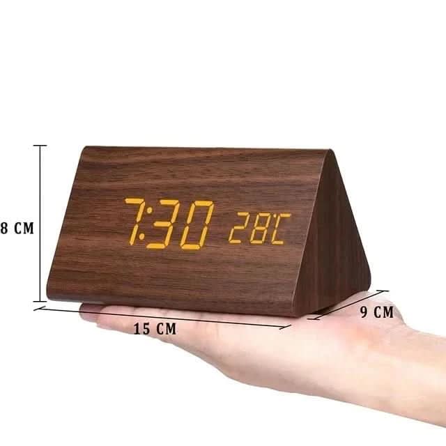 TIMBRIX – Digital LED Alarm Clock with Natural Wood Design and Temperature Display
