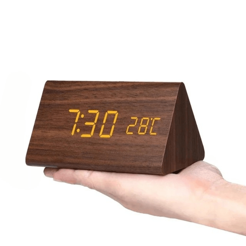 TIMBRIX – Digital LED Alarm Clock with Natural Wood Design and Temperature Display