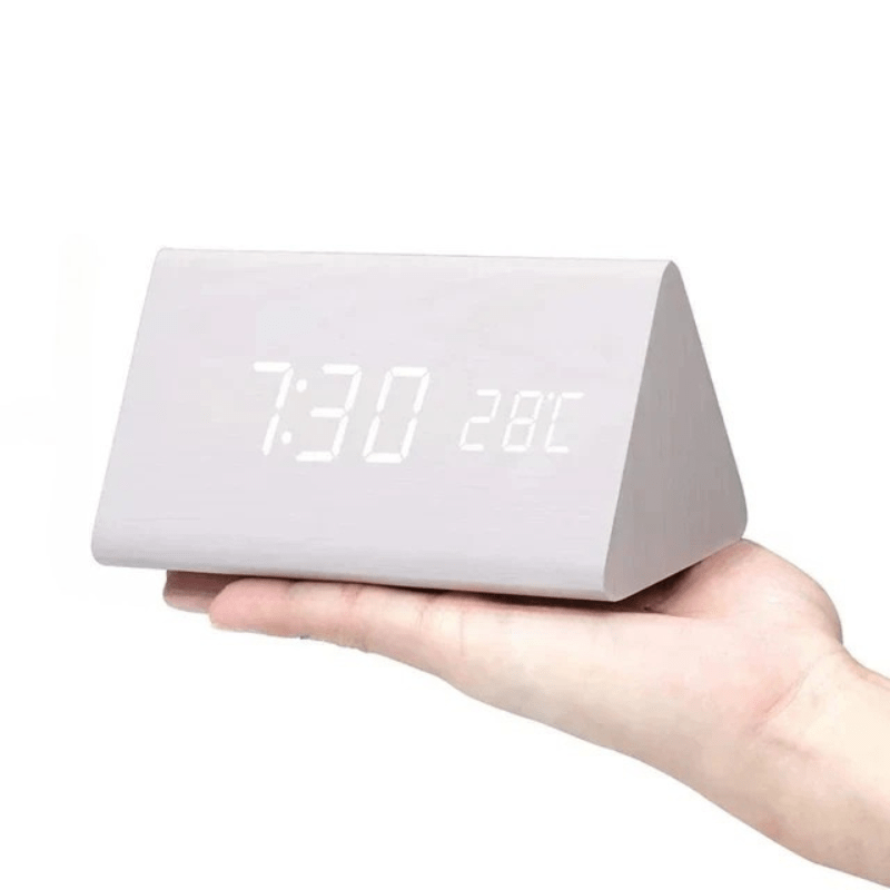 TIMBRIX – Digital LED Alarm Clock with Natural Wood Design and Temperature Display