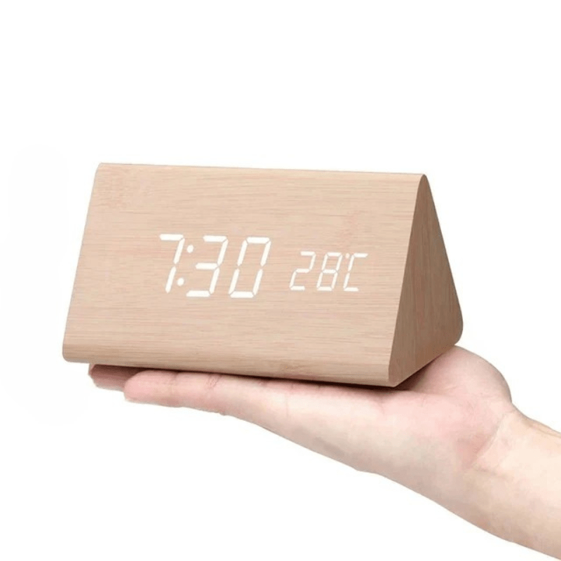 TIMBRIX – Digital LED Alarm Clock with Natural Wood Design and Temperature Display